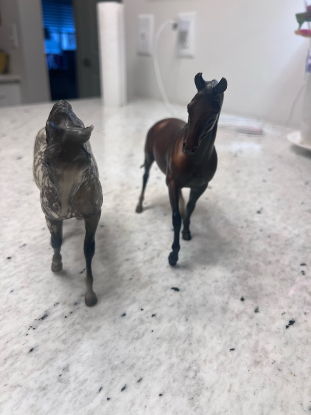 Two Breyer Horse Figurines - Brown and Gray